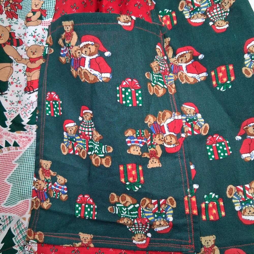 Handmade Christmas Teddy Bear Apron Patchwork Holiday One Of A Kind Homemade - Picture 9 of 15